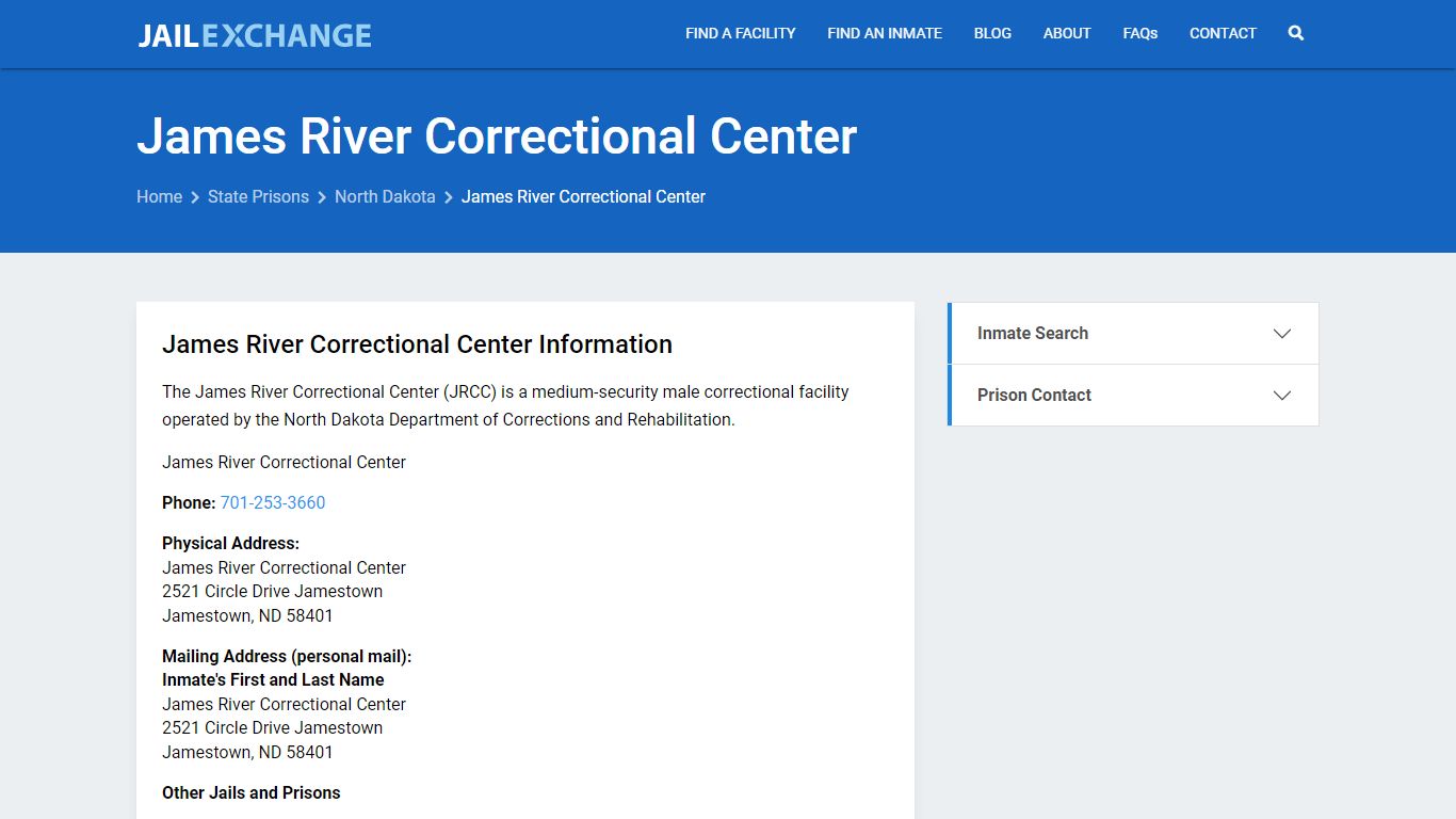 James River Correctional Center Inmate Search, ND - Jail Exchange