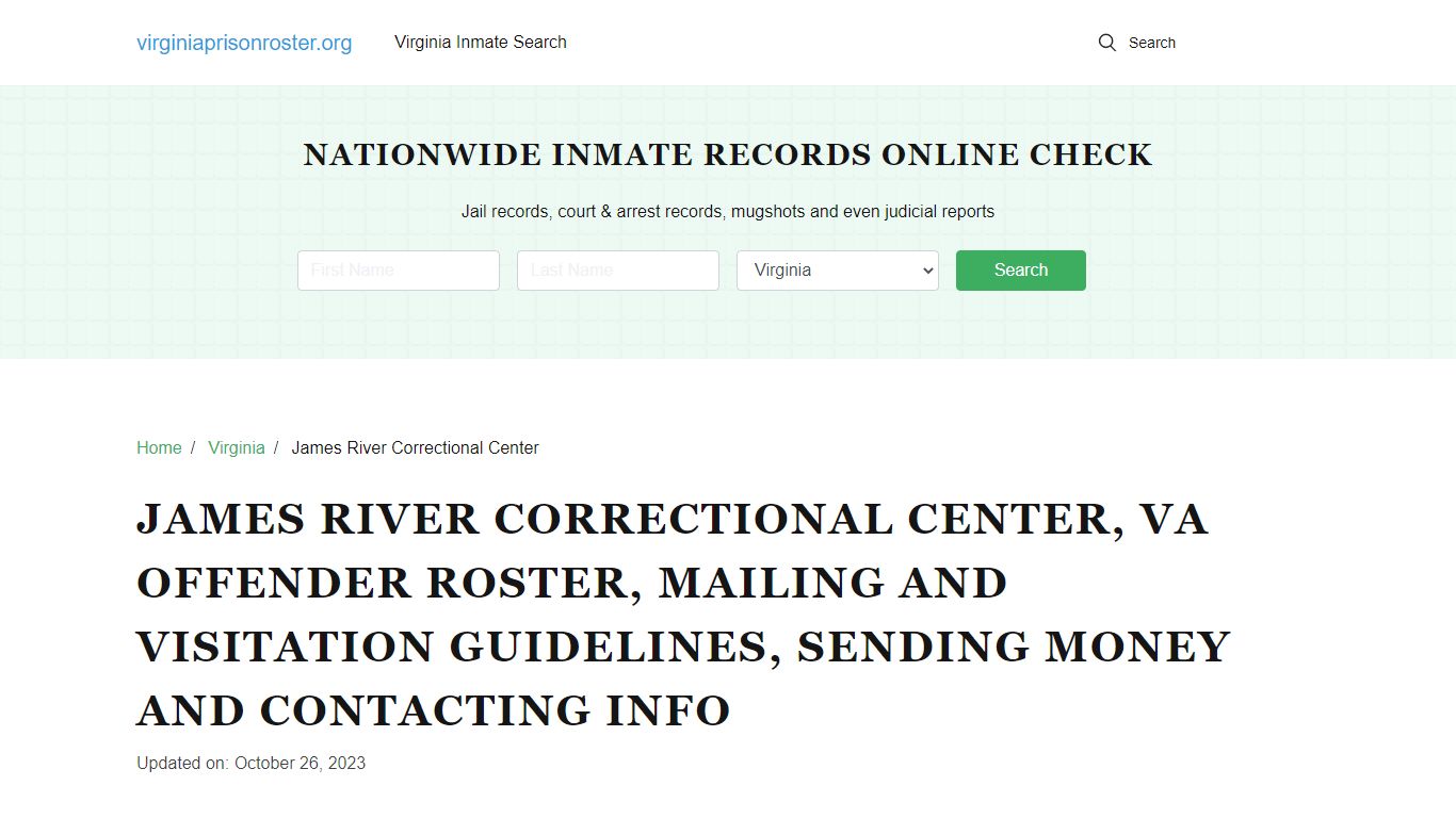 James River Correctional Center, VA: Inmate Search, Visitation ...